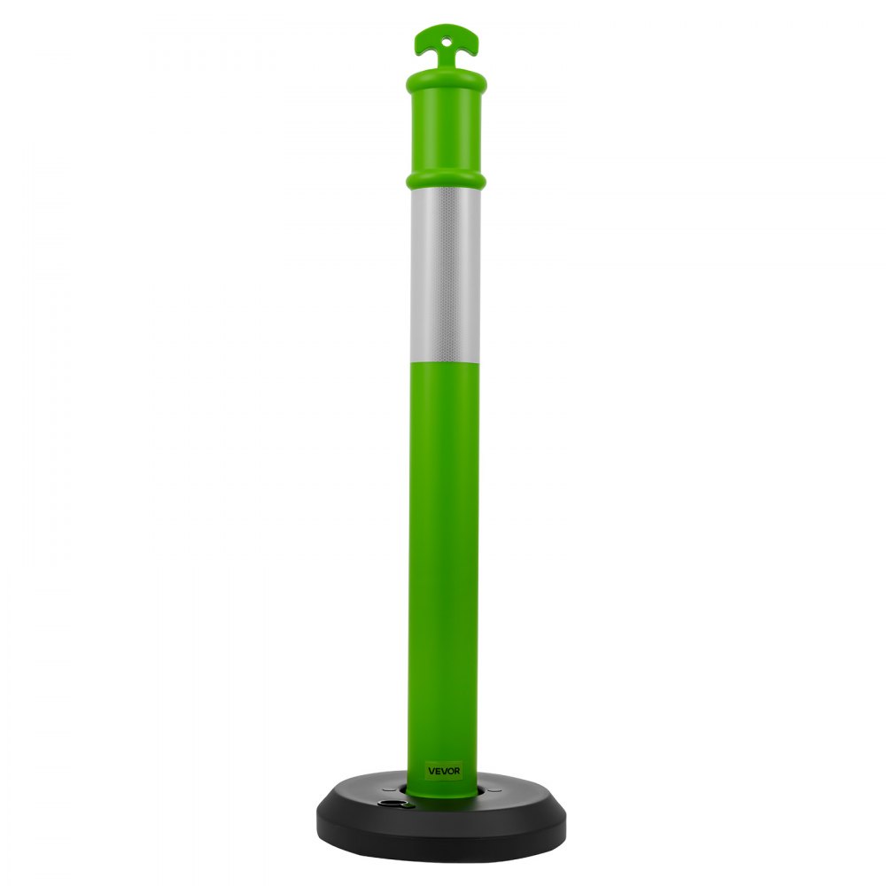 VEVOR 3 Pack Traffic Delineator Posts, 1140 mm Traffic Safety Cones with Fillable Base and Reflective Strips, Heavy Duty Delineator Posts for Construction Site, Parking Lot, Crowd Control, Green
