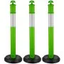 VEVOR 3 Pack Traffic Delineator Posts, 1140 mm Traffic Safety Cones with Fillable Base and Reflective Strips, Heavy Duty Delineator Posts for Construction Site, Parking Lot, Crowd Control, Green