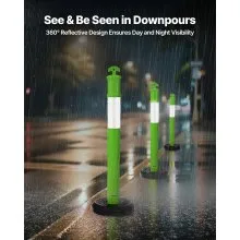 VEVOR 3 Packs Traffic Delineator Posts 48 in Safety Cones Fillable Base Green
