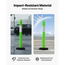 VEVOR 3 Packs Traffic Delineator Posts 48 in Safety Cones Fillable Base Green