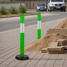 VEVOR 3 Packs Traffic Delineator Posts 48 in Safety Cones Fillable Base Green