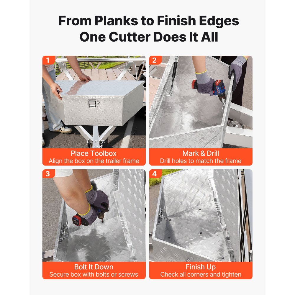 VEVOR Trailer Tongue Box, 990 x 419 x 305 mm Aluminum Trailer Tongue Tool Box, Heavy Duty Storage Organizer with Lock & Keys, Utility Tool Chest for Pickup Truck Bed, RV, SUV, Off-Road Vehicle, Silver