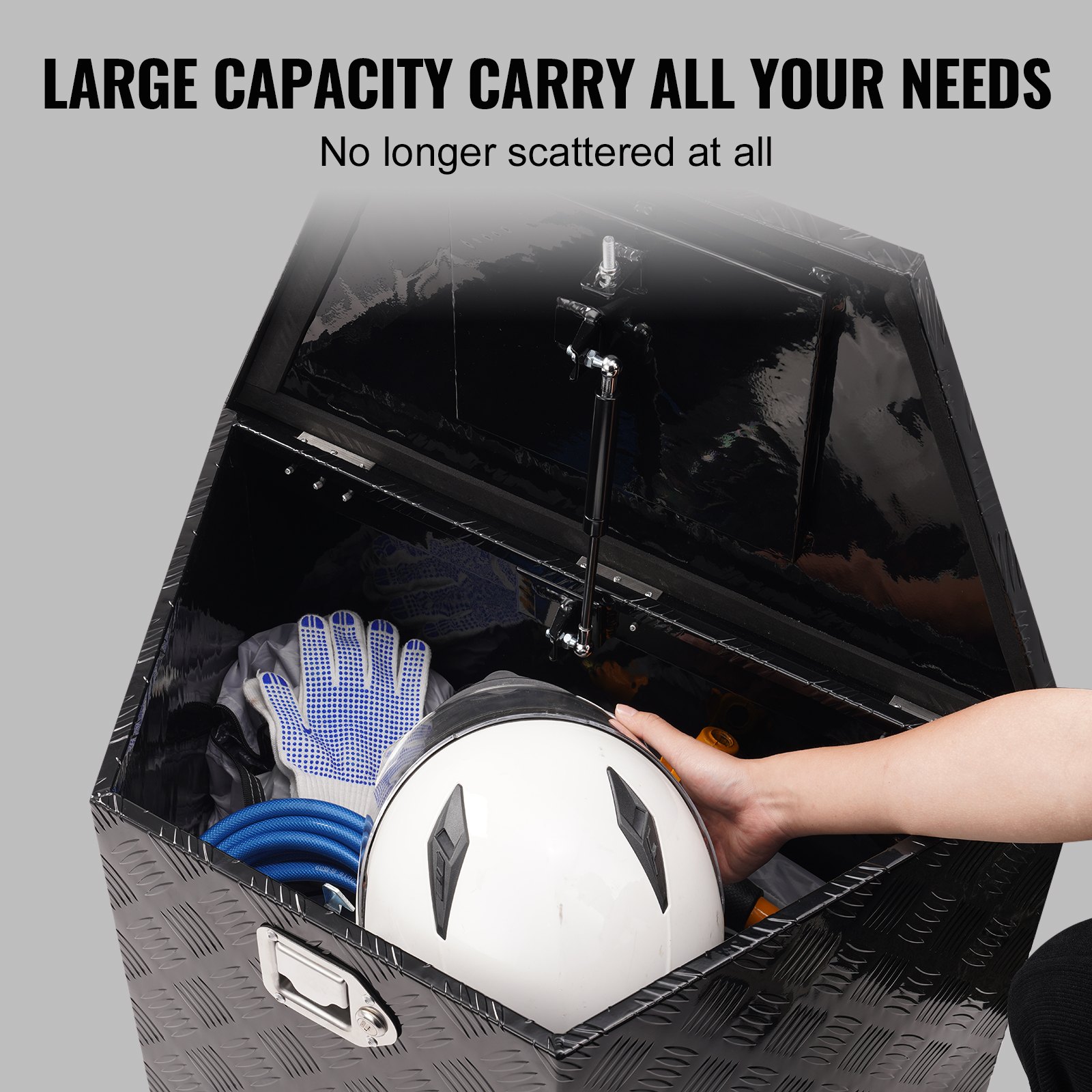 VEVOR Trailer Tongue Box, Aluminum Alloy Diamond Plate Tongue Box Tool Chest, Heavy Duty Trailer Box Storage with Lock and Keys, for Pickup Truck, RV, Trailer, 737 x 410 x 460 mm