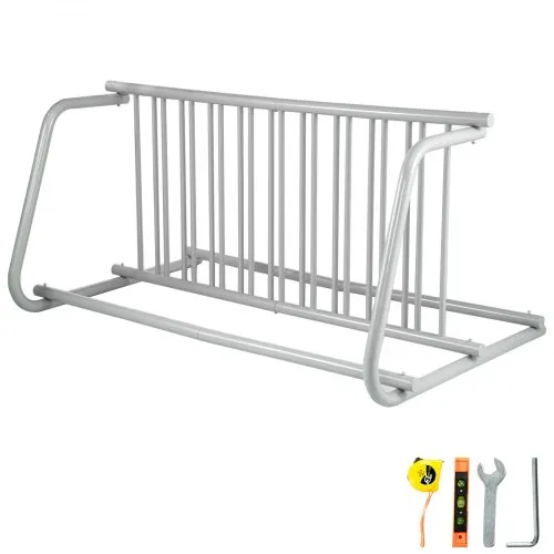 VEVOR 10 Holders Floor Bike Rack, 59\" Length All-Steel Grid Bike Rack, 10-Bike Capacity Dual-Side Storage Stand for Garages Streets Yards Bike Events