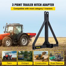VEVOR 3 Point 2 Inch Universal Trailer Hitch Heavy Duty Receiver Hitch Category 1 Tractor Attachments Tow Hitch with 5000lbs Towing Capacity Black