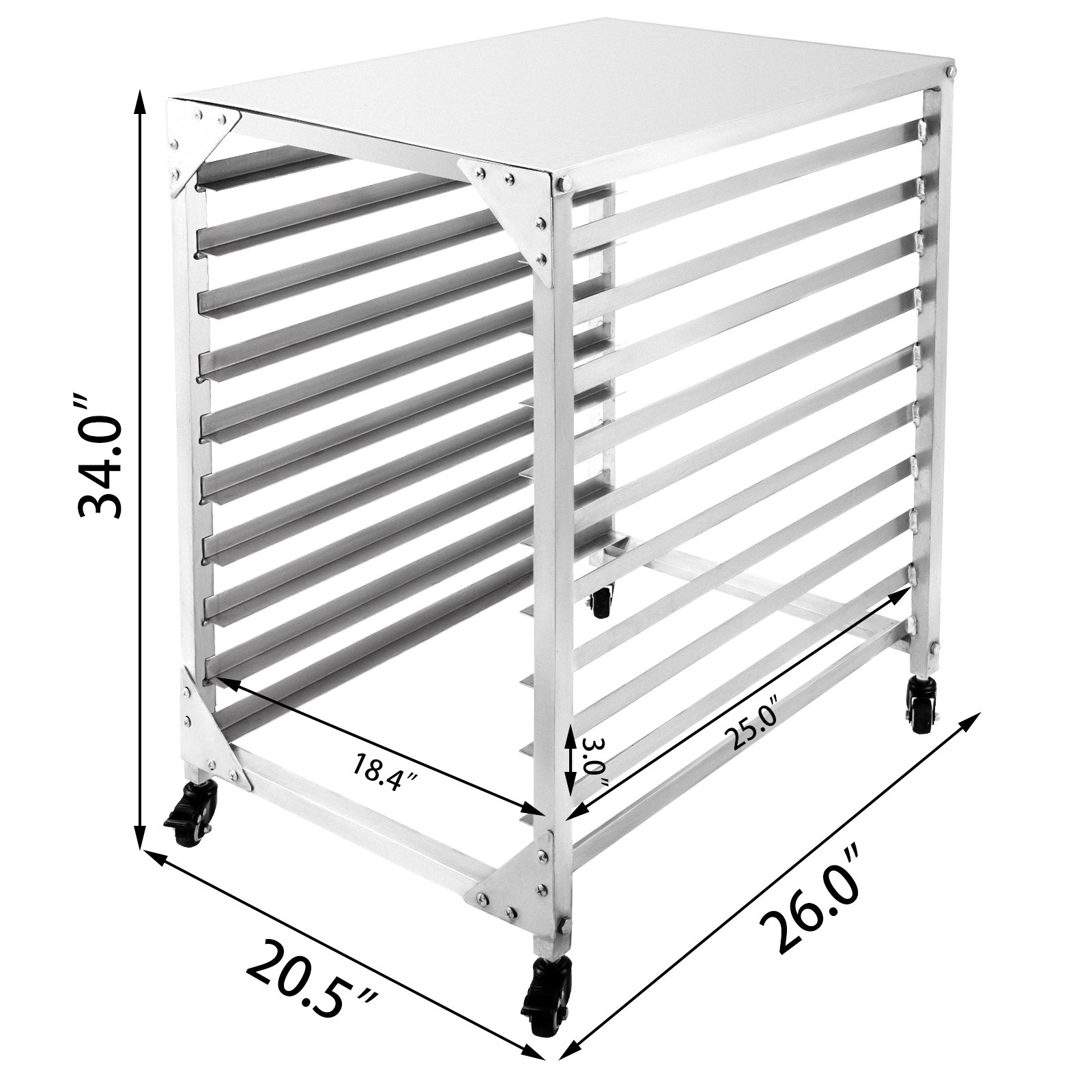 VEVOR Bakery Rack Bun Pan Rack 10-Tier 20.5"Lx26"Wx39"H Aluminum Kitchen Bakery Cooling Rack w/ Cover