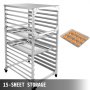 Bun Pan Rack Bakery Rack 15-Tier Aluminum Kitchen Bakery Cooling Rack w/ Cover