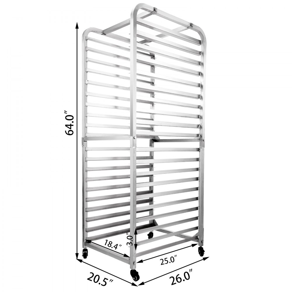 VEVOR 20-Tier Bakery Rack Bun Pan Rack 26" Lx20 Wx69 H Aluminum Commercial & Home Kitchen Cooling Rack