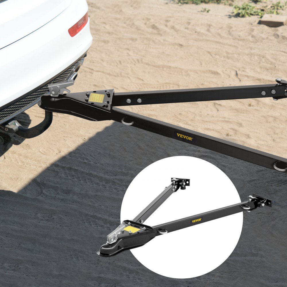 VEVOR Tow Bar, 5000 lbs Towing Capacity, Powder-Coating Steel Bumper-Mounted Universal Towing Bar with 11''-42.5'' Adjustable Width, 2'' Coupler Fits 2'' Ball, Ideal for RV Car Trailer Truck