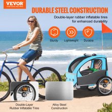 VEVOR Bike Trailer for Toddlers, Kids, 27 kg Load, Tow Behind Foldable Child Bicycle Trailer with Universal Bicycle Coupler, Canopy Carrier with Strong Carbon Steel Frame for Children, Blue and Gray