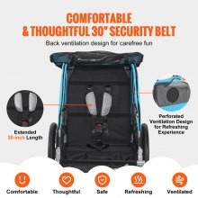 VEVOR Bike Trailer for Toddlers, Kids, 27 kg Load, Tow Behind Foldable Child Bicycle Trailer with Universal Bicycle Coupler, Canopy Carrier with Strong Carbon Steel Frame for Children, Blue and Gray
