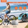 VEVOR Bike Trailer for Toddlers, Kids, Double Seat, 110 lbs Load, Tow Behind Foldable Child Bicycle Trailer with Universal Bicycle Coupler, Canopy Carrier with Strong Carbon Steel Frame, Blue and Gray