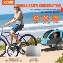 VEVOR Bike Trailer for Toddlers, Kids, Double Seat, 50 kg Load, Tow Behind Foldable Child Bicycle Trailer with Universal Bicycle Coupler, Canopy Carrier with Strong Carbon Steel Frame, Blue and Gray