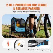 VEVOR Bike Trailer for Toddlers, Kids, Double Seat, 110 lbs Load, Tow Behind Foldable Child Bicycle Trailer with Universal Bicycle Coupler, Canopy Carrier with Strong aluminum Frame, Blue and Gray