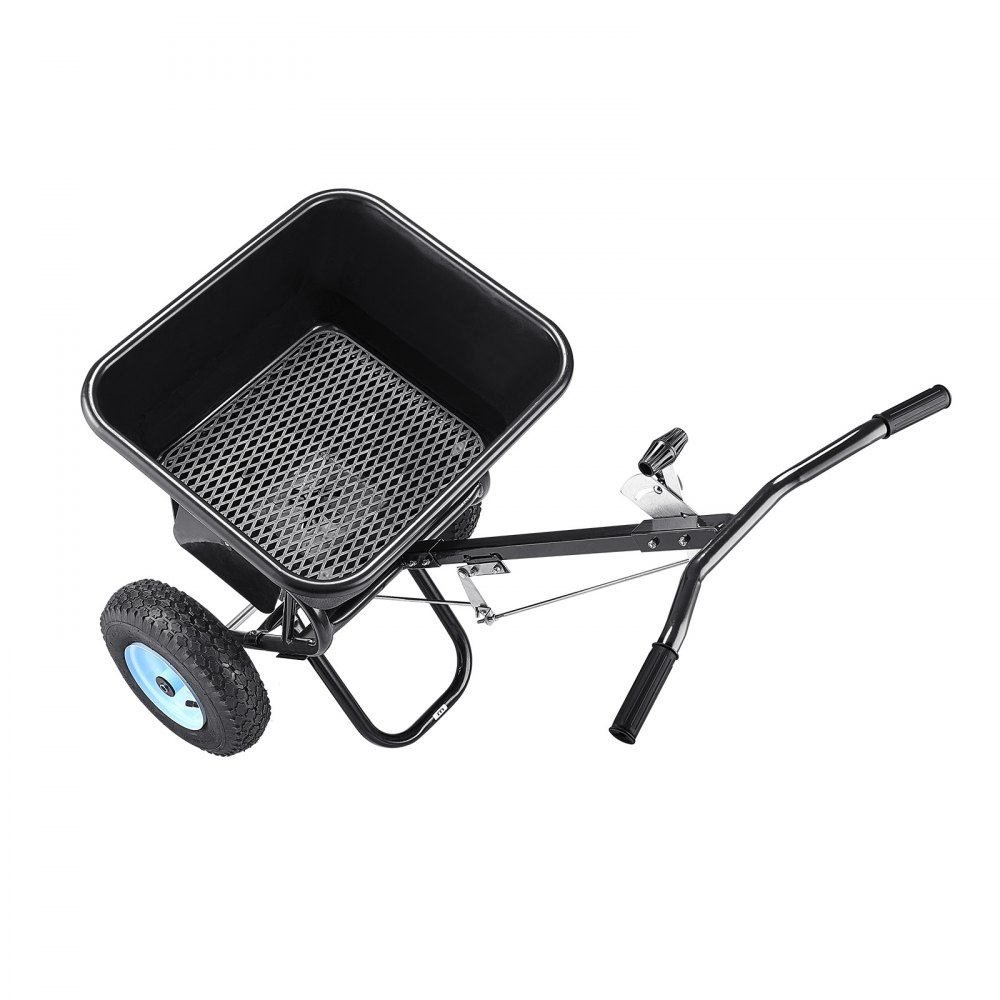 VEVOR Broadcast Spreader, 100LBS4Capacity, Walk-Behind Push Spreader, 0-9.8ft Spreading Width, 13 in All Terrain Pneumatic Tires, Lawn Spreaders with Hopper Grate, for Seed, Fertilizer, Salt, Ice Melt