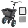VEVOR Broadcast Spreader, 100LBS4Capacity, Walk-Behind Push Spreader, 0-9.8ft Spreading Width, 13 in All Terrain Pneumatic Tires, Lawn Spreaders with Hopper Grate, for Seed, Fertilizer, Salt, Ice Melt