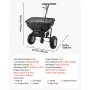 VEVOR Walk-Behind Spreader, 12ft Spreading Width, Push Broadcast Spreader with 13" All-Terrain Tires, Adjustable Flow Control, 130lbs Capacity Hopper, Lawn Spreaders for Fertilizer Seed Ice Melt