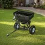 VEVOR Tow Behind Broadcast Spreader, 130LBS Capacity, Tow/Push Garden Spreader with 13 in Tires, 30 Adjustable Setting & 9.8 ft Spreading Width, Lawn Spreaders for Seed, Fertilizer, Salt, Ice Melt