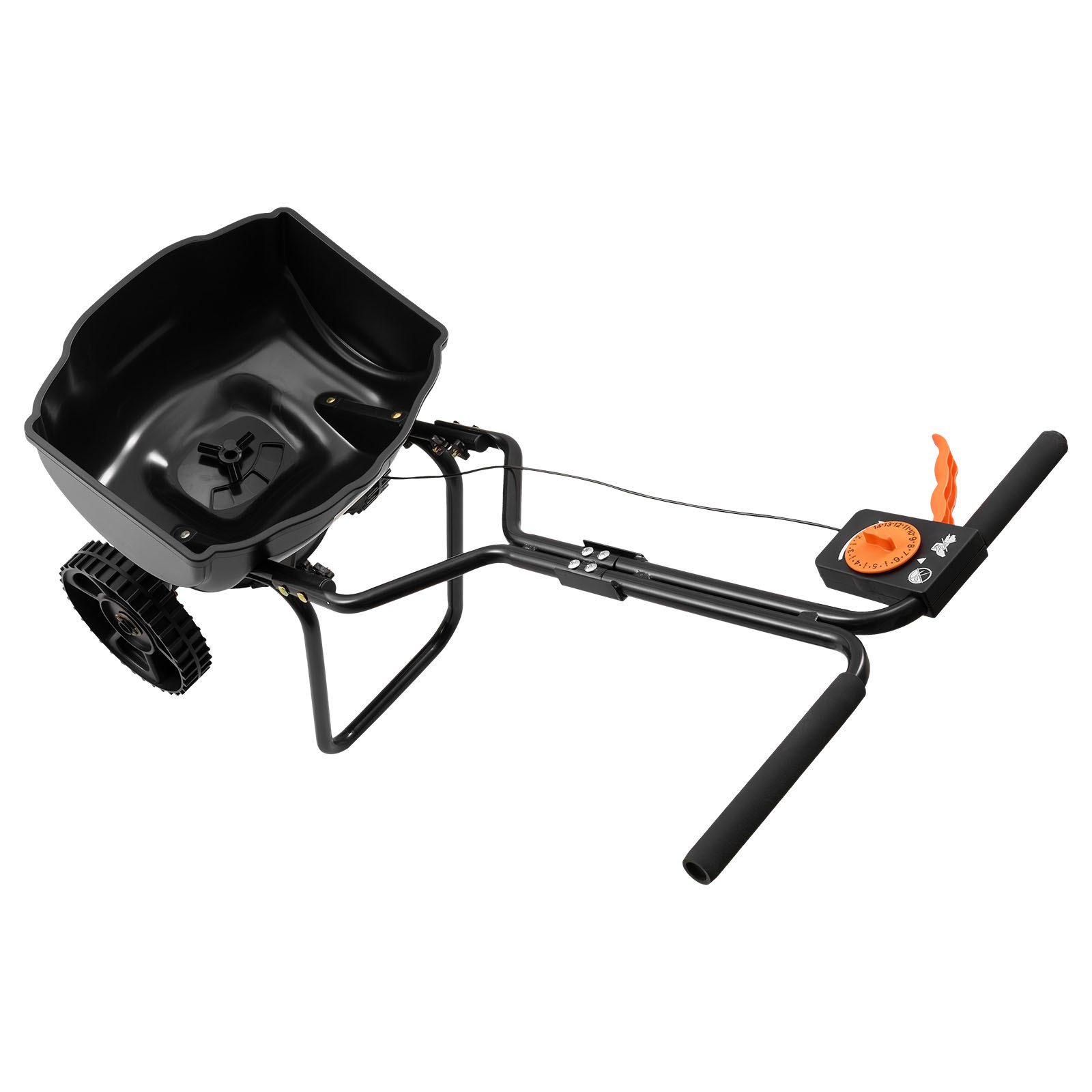VEVOR Walk-Behind Spreader, 9.8ft Spreading Width, Push Broadcast Spreader with 10" All-Terrain Tires, Adjustable Flow Control, 15lbs Capacity Hopper, Lawn Spreaders for Fertilizer Seed Small Home Use