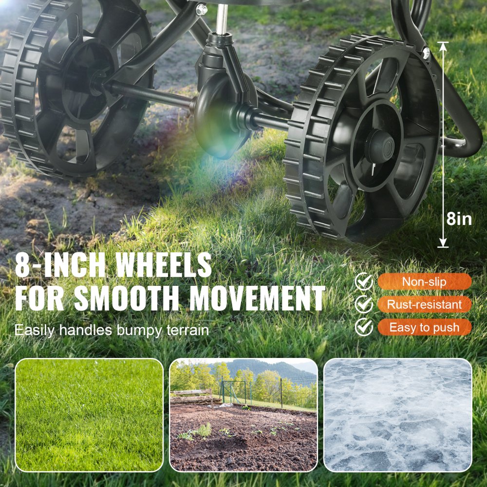 Broadcast Spreader, 25 LB Walk-Behind Turf Spreader with 8" Wheels, Steel Push Fertilizer Spreader, Garden Seeder, and Salt Spreader, Designed for Residential, Farm, and Tough Terrain, Black Broadcast Spreader, 25 LB Walk-Behind Turf Spreader with 8" Wheels, Steel Push Fertilizer Spreader, Garden Seeder, and Salt Spreader, Designed for Residential, Farm, and Tough Terrain, Black