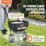 VEVOR Broadcast Spreader, 60 LB Walk-Behind Turf Spreader with 8" Wheels, Steel Push Fertilizer Spreader, Garden Seeder, and Salt Spreader, Designed for Residential, Farm, and Tough Terrain, Black