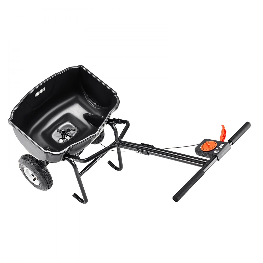 VEVOR Walk Behind Spreader, 60LBS Capacity, Push Spreader with Hopper Grate, 0-9.8 ft Spreading Width, 8 in All Terrain Pneumatic Tires, Garden & Lawn Broadcast Spreaders, for Seed, Fertilizer