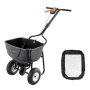 VEVOR Walk Behind Spreader, 60LBS Capacity, Push Spreader with Hopper Grate, 0-9.8 ft Spreading Width, 8 in All Terrain Pneumatic Tires, Garden & Lawn Broadcast Spreaders, for Seed, Fertilizer