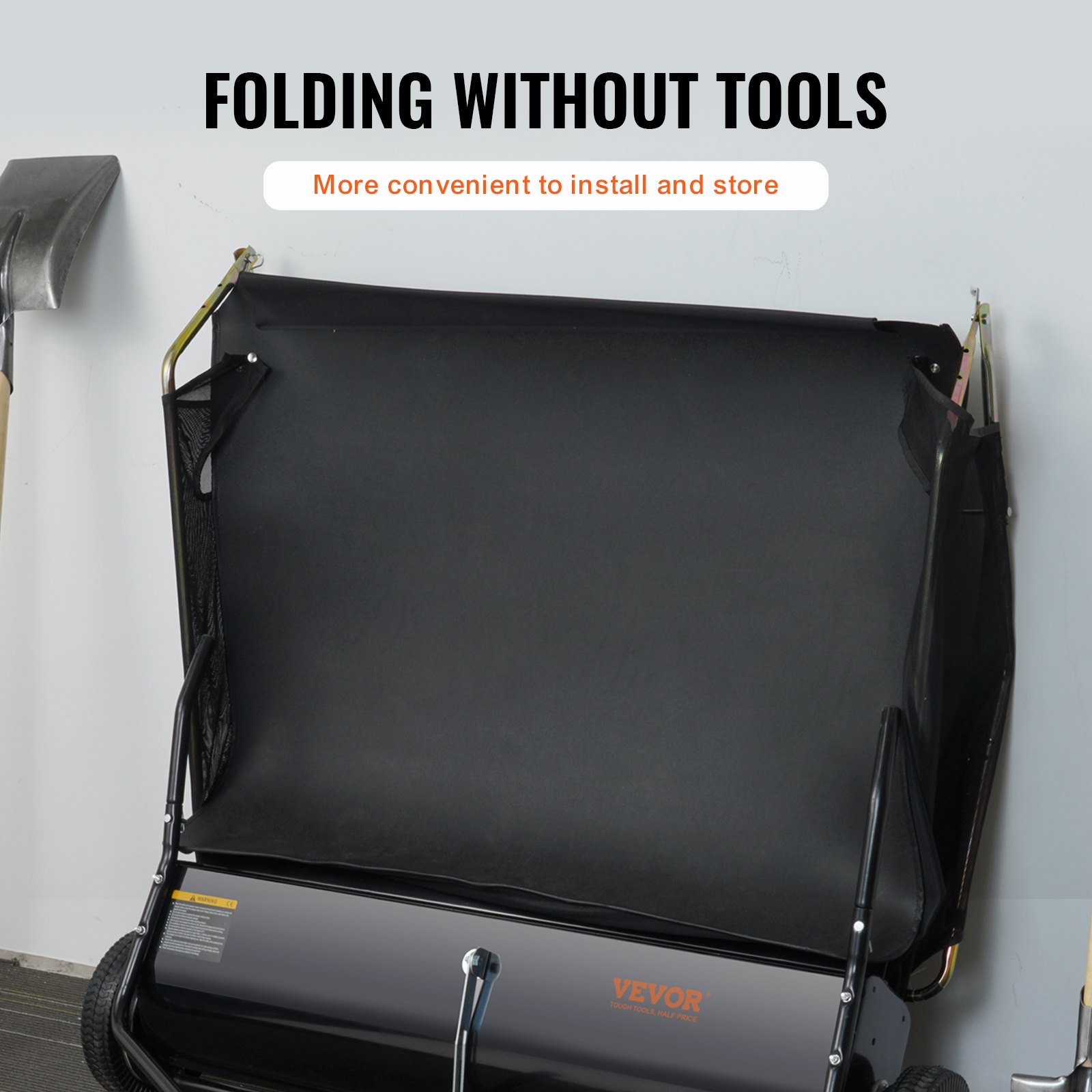 VEVOR Tow Behind Lawn Sweeper 50", Pull Behind Lawn Sweeper, 26 cu. ft Large Capacity Leaf & Grass Collector, with Adjustable Sweeping Height and Dumping Rope Design for Picking Up Debris and Grass