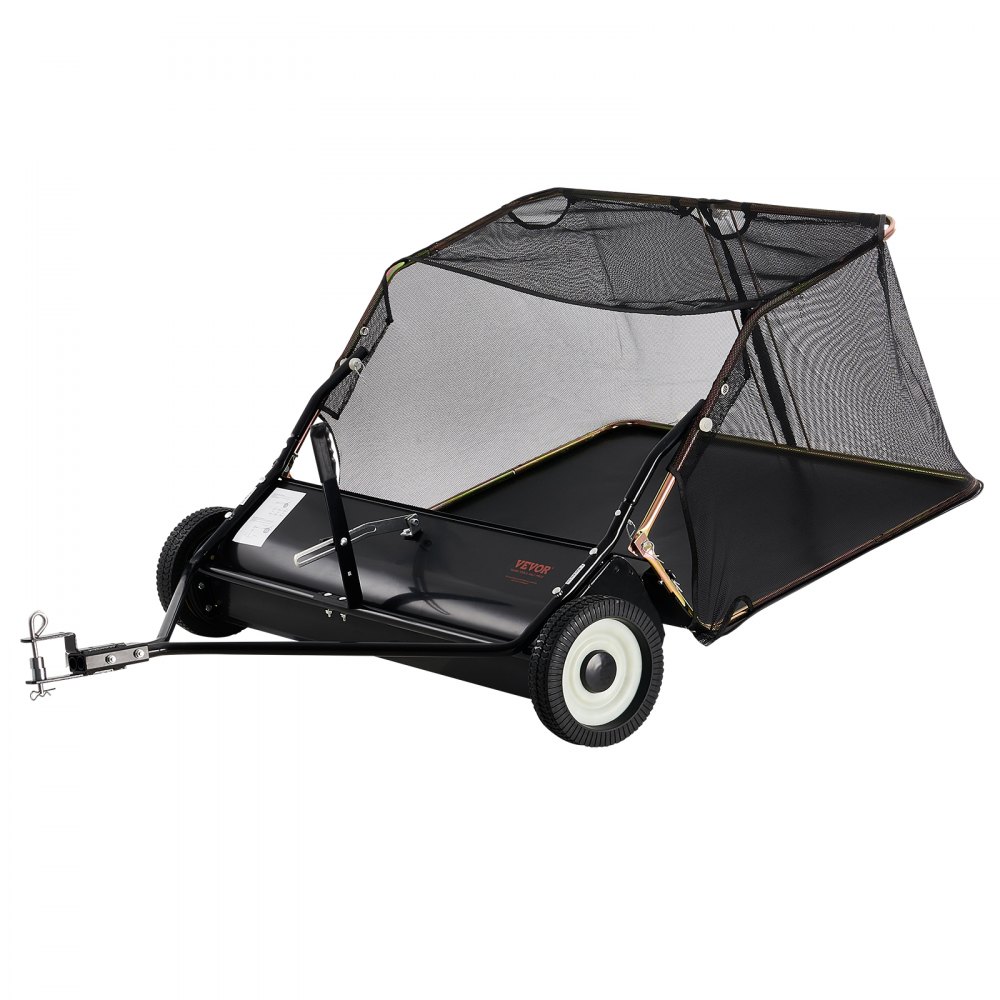 VEVOR 42-inch Lawn Sweeper Tow Behind, 12 cu.ft. Large Pull Behind Grass Sweeper, Heavy Duty Leaf & Grass Collector with Dumping Rope Design, Adjustable Sweeping Height for Picking Up Debris & Grass