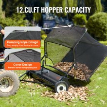 VEVOR Tow-Behind Lawn Sweeper 106.6 cm Leaf Yard Collector 12 cu.ft. Adjustable