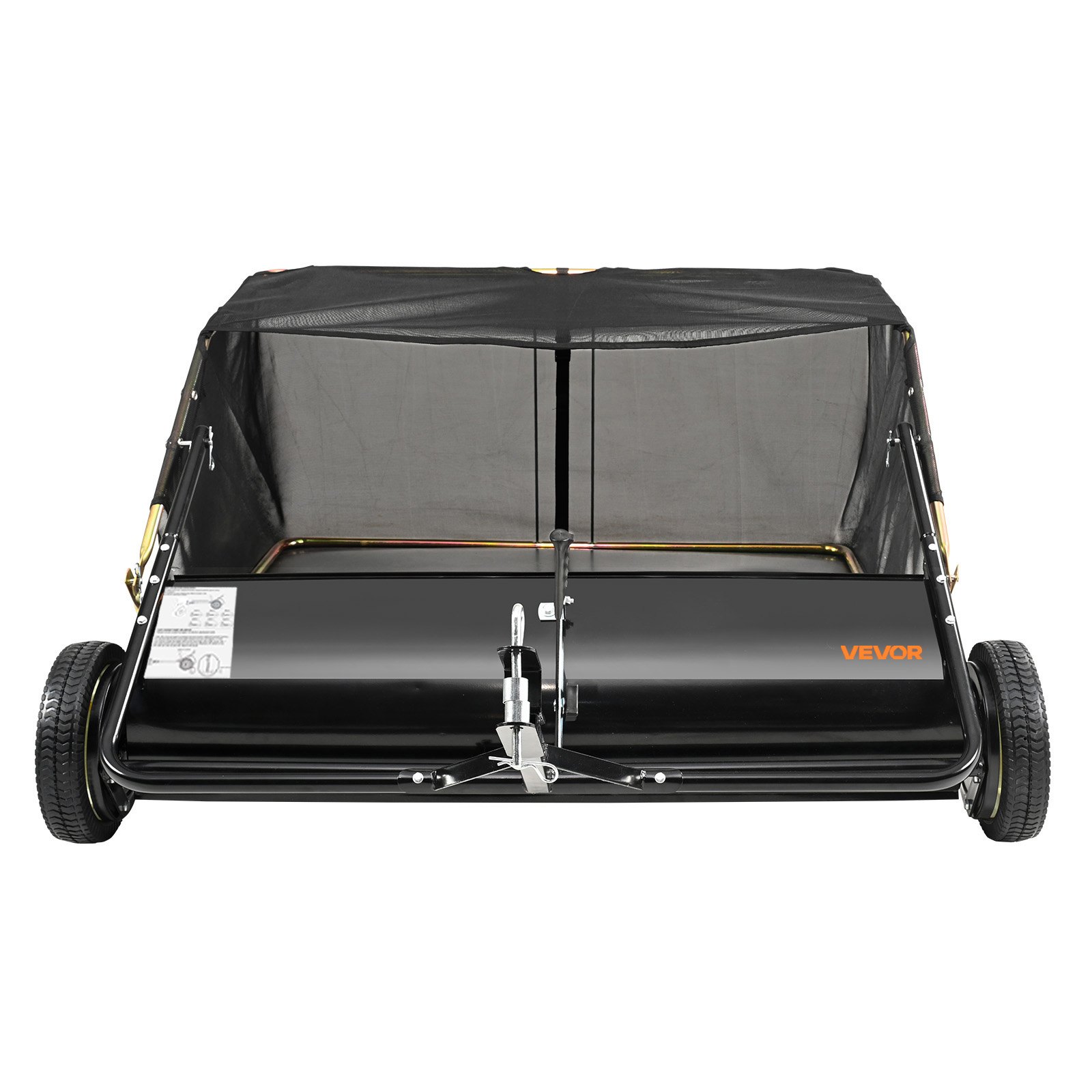 VEVOR Tow Behind Lawn Sweeper, 111.7 cm Pull Behind Lawn Sweeper, 25 cu. ft Large Capacity Leaf & Grass Collector, Heavy Duty Garden Sweeper with Adjustable Sweeping Height for Yard, Lawn, Farm