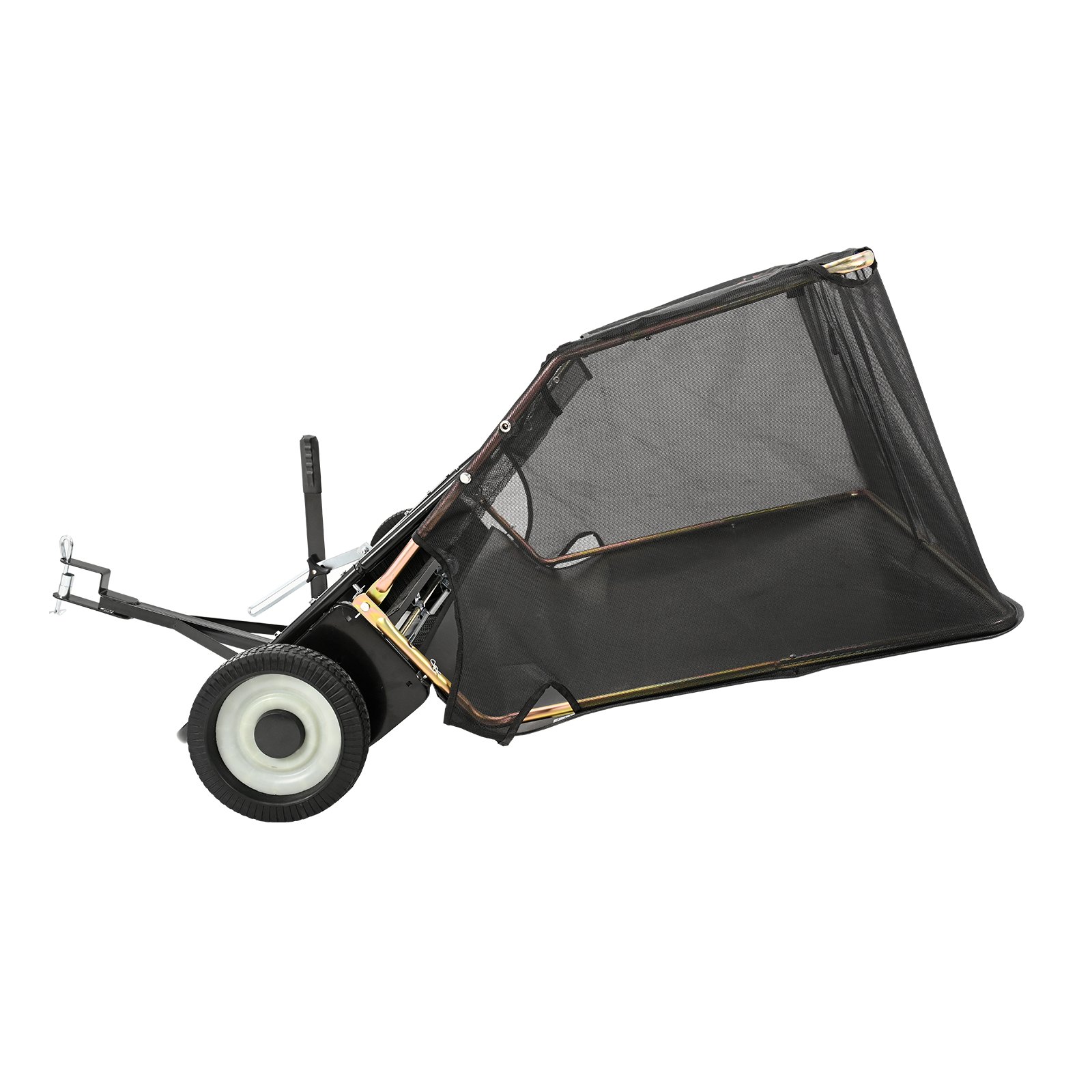 VEVOR Tow Behind Lawn Sweeper, 111.7 cm Pull Behind Lawn Sweeper, 25 cu. ft Large Capacity Leaf & Grass Collector, Heavy Duty Garden Sweeper with Adjustable Sweeping Height for Yard, Lawn, Farm