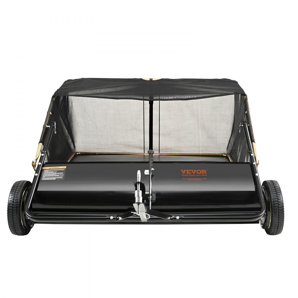 VEVOR Tow Behind Lawn Sweeper 44 inch, 25 cu. ft Large Capacity Heavy Duty Leaf & Grass Collector with Adjustable Sweeping Height, Dumping Rope Design for Picking Up Debris and Grass