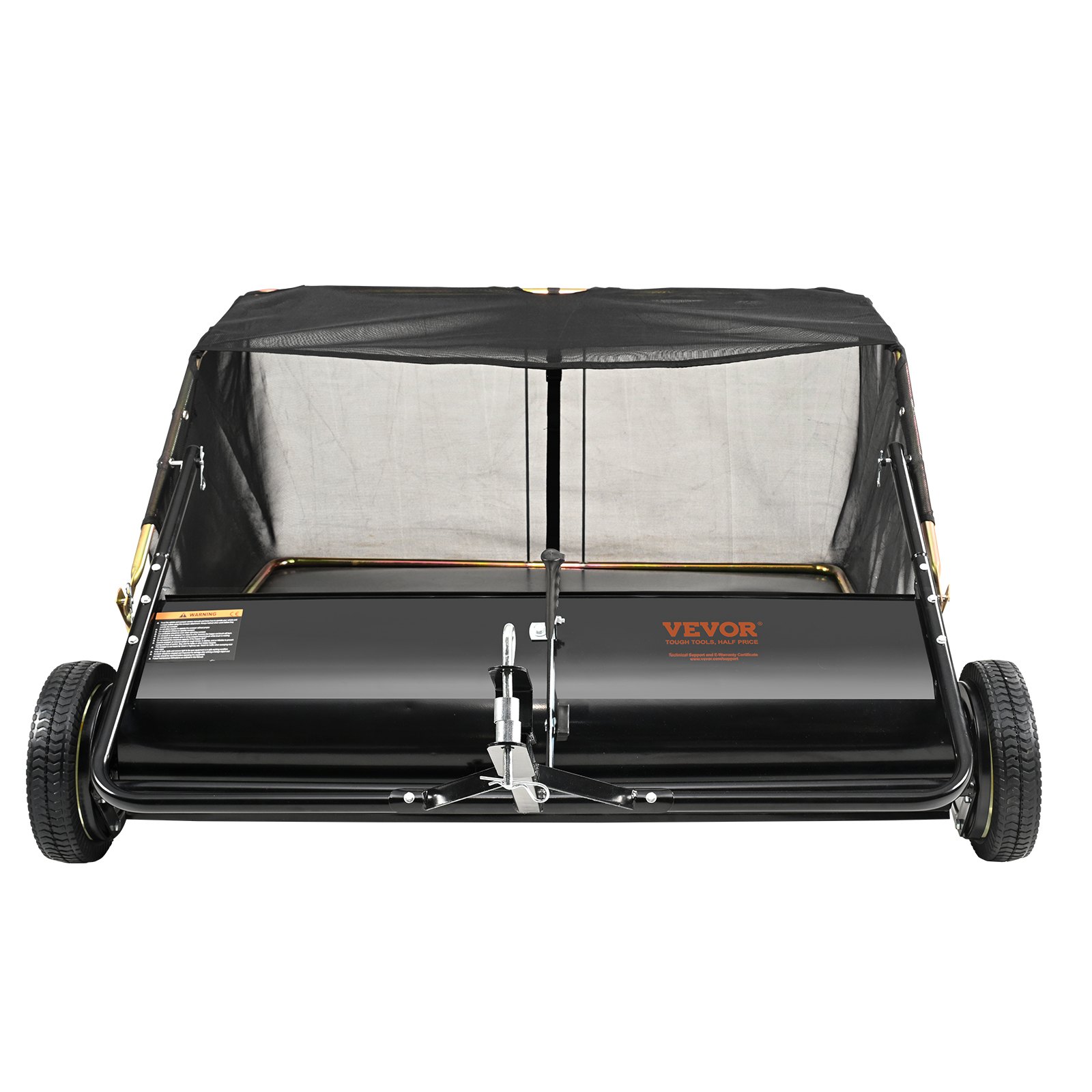 VEVOR Tow Behind Lawn Sweeper 44 inch, 25 cu. ft Large Capacity Heavy Duty Leaf & Grass Collector with Adjustable Sweeping Height, Dumping Rope Design for Picking Up Debris and Grass