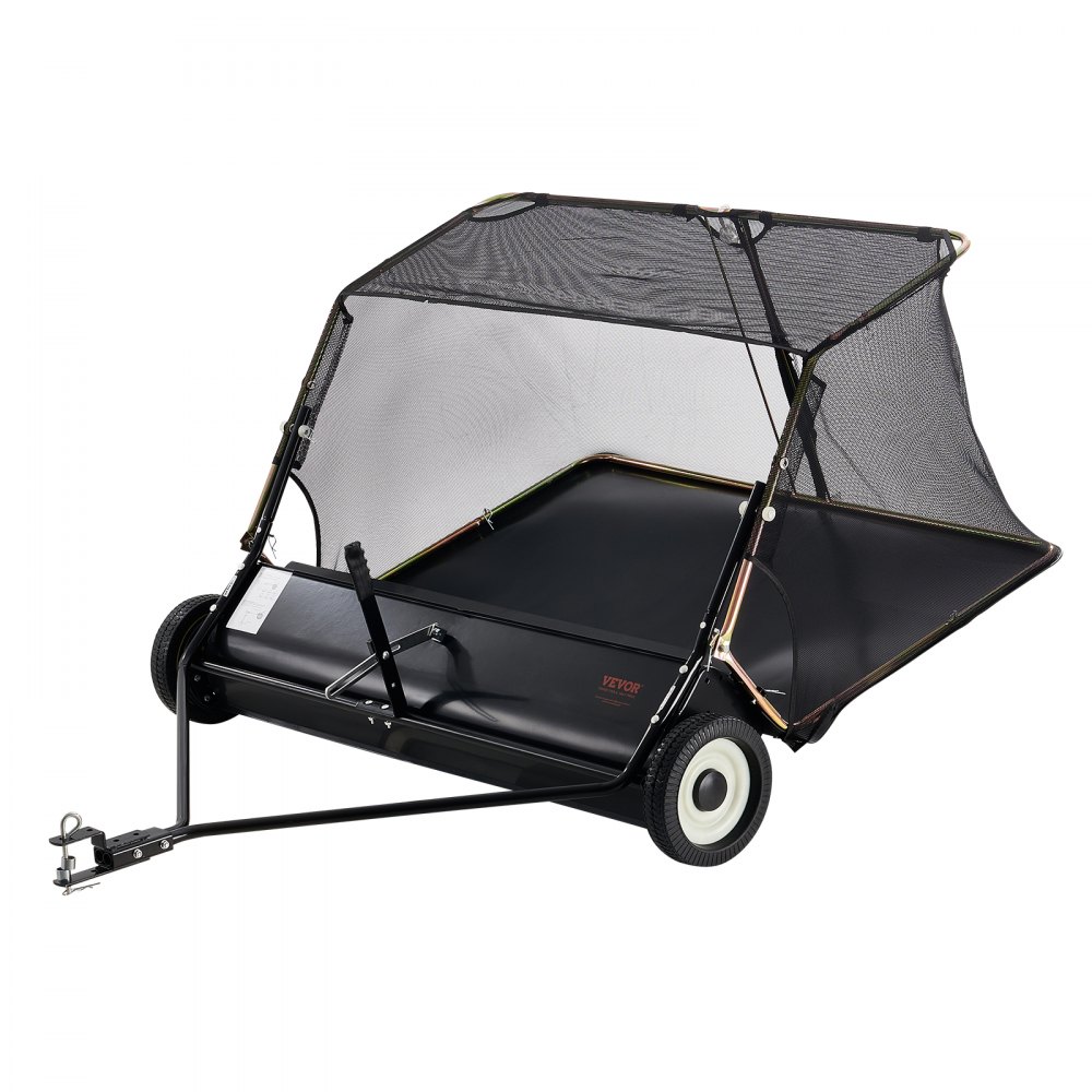 VEVOR Tow-Behind Lawn Sweeper 52-tommer Leaf Yard Collector 26 cu.ft. Justerbar