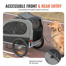 VEVOR Dog Bike Trailer, Supports up to 88 lbs, Pet Cart Bicycle Carrier, Easy Folding Frame with Quick Release Wheels, Universal Bicycle Coupler, Reflectors, Flag, Collapsible to Store, Black/Gray