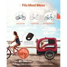 VEVOR Dog Bike Trailer, Supports up to 100 lbs, Pet Cart Bicycle Carrier for Small & Large Dogs, Easy Folding Frame with Quick Release Wheel, Universal Bicycle Coupler, Reflector, Flag, Internal Leash