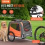 VEVOR kutyakerékpár utánfutó, 66 lb-ig támasztható, kisállatkocsi kerékpártartó, könnyen összecsukható váz gyorskioldó kerekekkel, univerzális kerékpárcsatlakozó, fényvisszaverők, zászló, összecsukható, tárolható, narancssárga/szürke