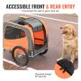VEVOR Remorcă pentru biciclete pentru câini, susține până la 66 lbs, cărucior de transport pentru biciclete pentru animale de companie, cadru pliabil ușor cu roți cu eliberare rapidă, cuplaj universal pentru biciclete, reflectoare, steag, pliabil pentru depozitare, portocaliu/gri