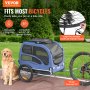 Trailer de bicicleta para cães VEVOR, suporta até 100 libras, porta-bicicletas para carrinho de animais de estimação, estrutura dobrável fácil com rodas de liberação rápida, acoplador universal para bicicletas, refletores, bandeira, dobrável para armazenar, azul/preto