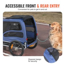 VEVOR Dog Bike Trailer, Supports up to 45 kg, Pet Cart Bicycle Carrier, Easy Folding Frame with Quick Release Wheels, Universal Bicycle Coupler, Reflectors, Flag, Collapsible to Store, Blue/Black