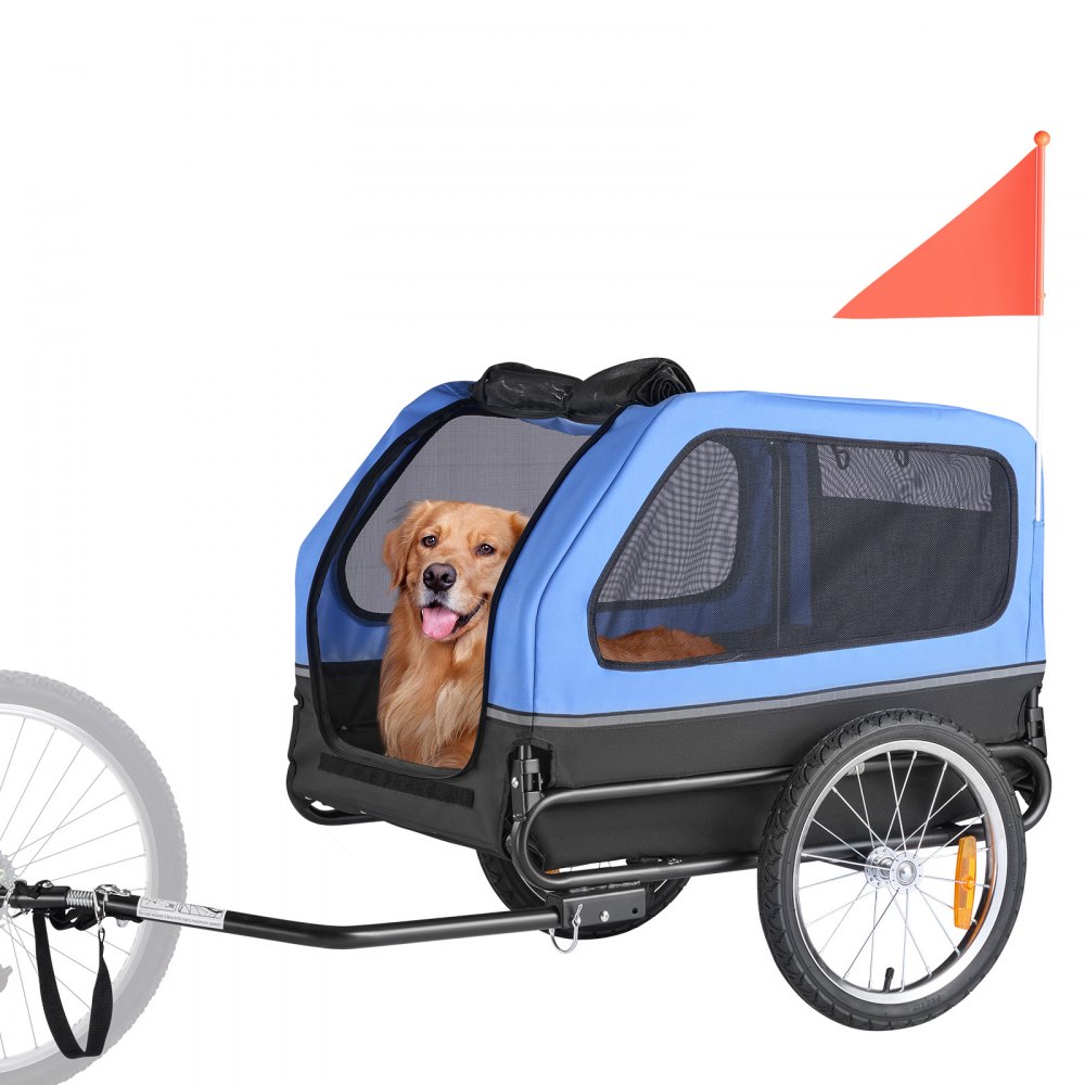 VEVOR Dog Bike Trailer, Supports up to 88 lbs, Pet Cart Bicycle Carrier for Small & Large Dogs, Easy Folding Frame with Quick Release Wheel, Universal Bicycle Coupler, Reflector, Flag, Internal Leash