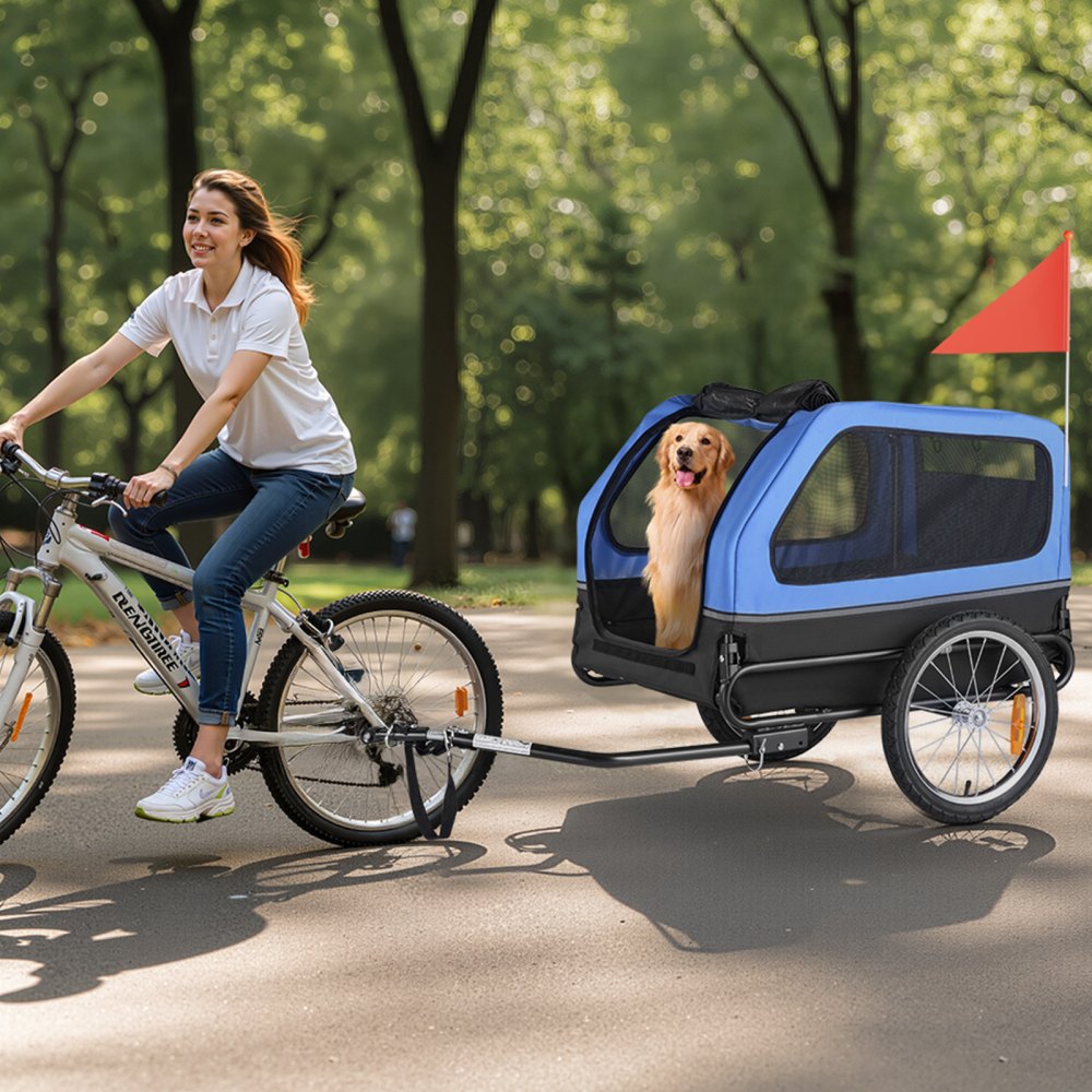 VEVOR Dog Bike Trailer, Supports up to 88 lbs, Pet Cart Bicycle Carrier for Small & Large Dogs, Easy Folding Frame with Quick Release Wheel, Universal Bicycle Coupler, Reflector, Flag, Internal Leash