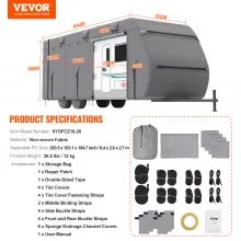 VEVOR Trailer Travel RV Cover 18-20 ft Class A Camper Cover Non-Woven Fabric