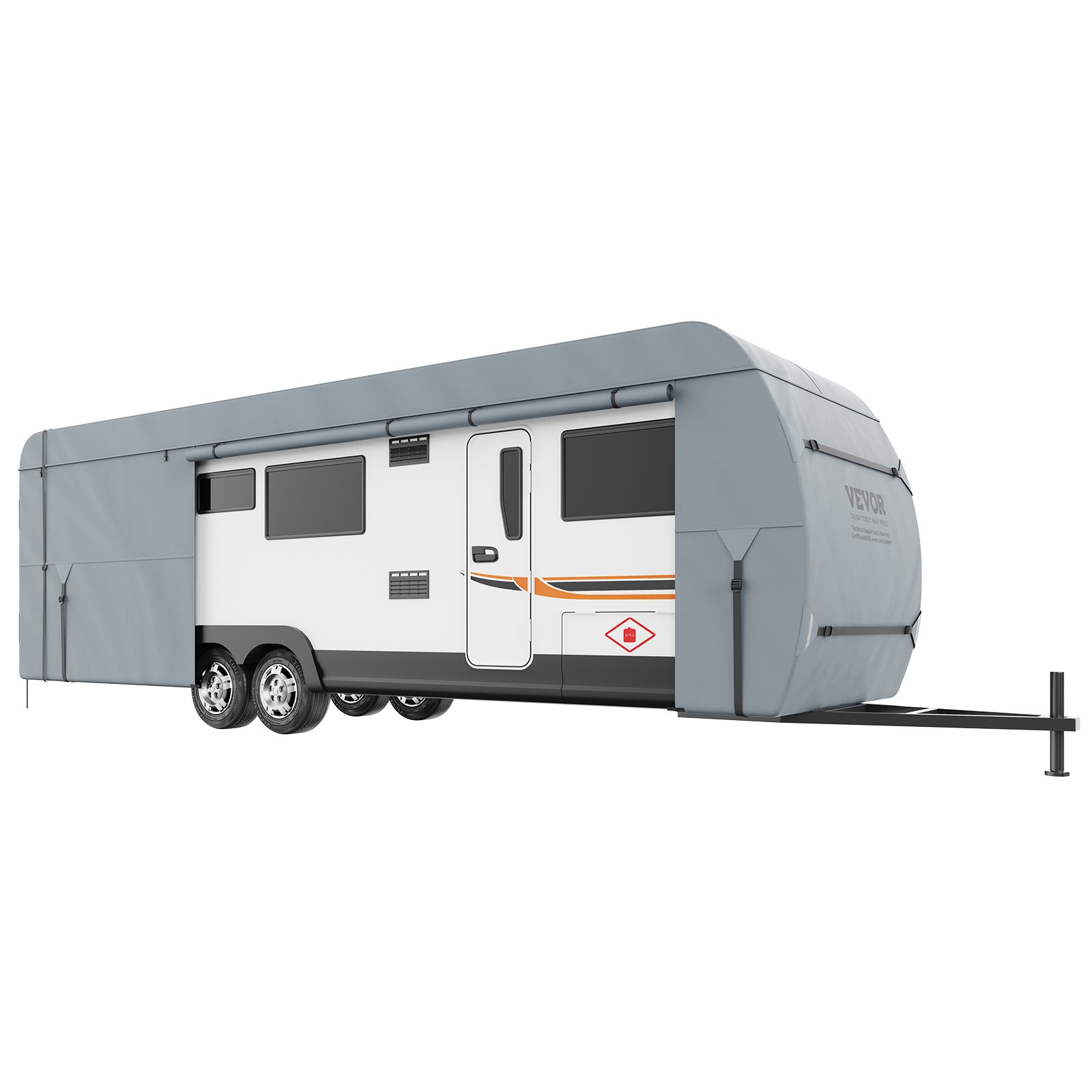 VEVOR Travel Trailer Cover, 5.5-6.1m RV Cover, 4-Layer Non-Woven Fabric Camper Cover, Waterproof, Windproof And Wear-Resistant Class A RV Cover, Rip-Stop Camper Cover with Storage Bag and Patches