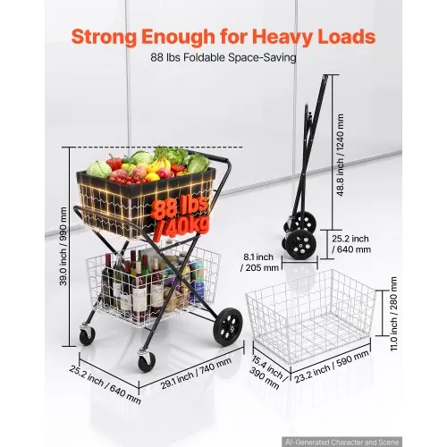 Kokkupandav ostukäru kahe korviga, 40 kg — pilt 2