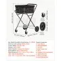 VEVOR Shopping Cart 2-Tier with Wheels Foldable for Grocery 40 kg Capacity, Heavy Duty Utility Cart with 2 Detachable Storage Baskets, 360° Rolling Swivel Wheels, for Groceries, Warehouse, Supermarket