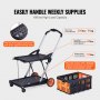 VEVOR Multi Use Functional Collapsible Cart, 198 lbs Capacity 2-Tier Folding Shopping Cart with Wheels, Collapsible Utility Cart with Storage Crate, 2 in 1 Hand Truck for Grocery/Luggage/Moving/Office