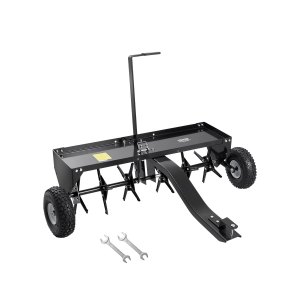 VEVOR Tow Behind Plug Aerator, 40-Inch Tow Behind Lawn Plug Aerator with Universal Hitch, Pull Behind Aerator with Iron Spikes Alternately Arranged, Lawn Aerator Tow Behind for Gardens, Lawns, Farms | VEVOR US