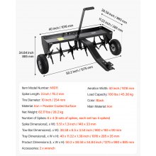 VEVOR Tow Behind Plug Aerator, 40-Inch Tow Behind Lawn Plug Aerator with Universal Hitch, Pull Behind Aerator with Iron Spikes Alternately Arranged, Lawn Aerator Tow Behind for Gardens, Lawns, Farms